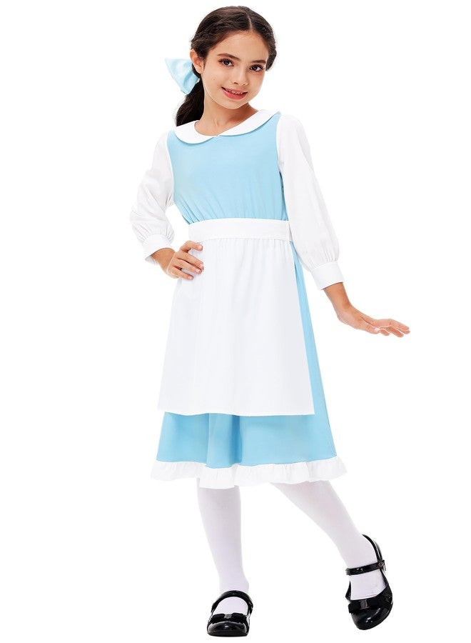Deerose Girls Blue Princess Dresses Halloween Belle Dress Long Sleeve Village Fancy Maid Clothes 13-14 Years - Image 3